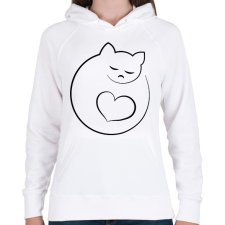 PRINTFASHION Alvó cicus - Női kapucnis pulóver - Fehér női pulóver, kardigán