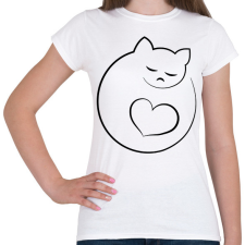 PRINTFASHION Alvó cicus - Női póló - Fehér női póló