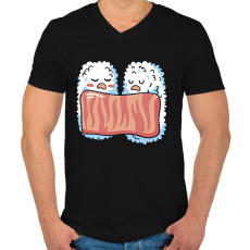 PRINTFASHION Alvó sushik - Férfi V-nyakú póló - Fekete