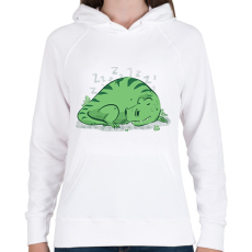 PRINTFASHION Alvó T-rex - Női kapucnis pulóver - Fehér