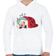 PRINTFASHION Alvó unikornis - Férfi kapucnis pulóver - Fehér