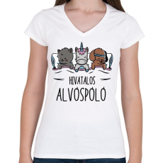 PRINTFASHION Alvóspóló - hivatalos - Női V-nyakú póló - Fehér