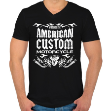 PRINTFASHION AMERICAN CUSTOM MOTORCYCLE - Férfi V-nyakú póló - Fekete férfi póló