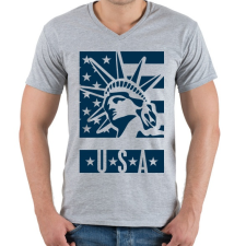 PRINTFASHION american - Férfi V-nyakú póló - Sport szürke férfi póló