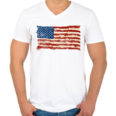 PRINTFASHION american flag - Férfi V-nyakú póló - Fehér