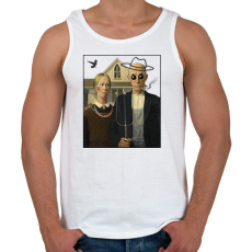 PRINTFASHION American gothic- Parody - Férfi atléta - Fehér