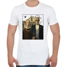PRINTFASHION American gothic- Parody - Férfi póló - Fehér