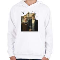 PRINTFASHION American gothic- Parody - Gyerek kapucnis pulóver - Fehér