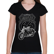 PRINTFASHION american motorcycle - Női V-nyakú póló - Fekete
