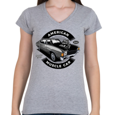 PRINTFASHION american muscle car - Női V-nyakú póló - Sport szürke