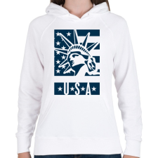 PRINTFASHION american - Női kapucnis pulóver - Fehér női pulóver, kardigán