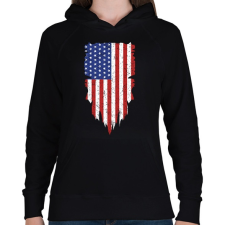 PRINTFASHION American  - Női kapucnis pulóver - Fekete női pulóver, kardigán