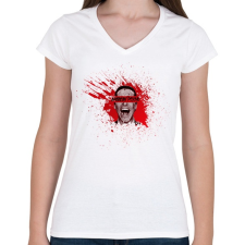 PRINTFASHION american psycho - Női V-nyakú póló - Fehér női póló