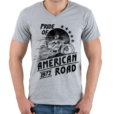 PRINTFASHION Amerika büszkesége  - Férfi V-nyakú póló - Sport szürke