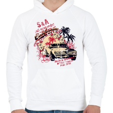 PRINTFASHION Amerika California retro - Férfi kapucnis pulóver - Fehér férfi pulóver, kardigán
