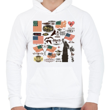 PRINTFASHION amerika - Férfi kapucnis pulóver - Fehér férfi pulóver, kardigán