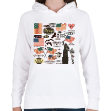 PRINTFASHION amerika - Női kapucnis pulóver - Fehér