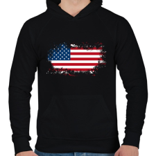 PRINTFASHION Amerika zászló - Férfi kapucnis pulóver - Fekete férfi pulóver, kardigán