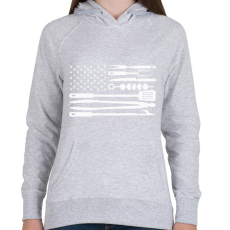 PRINTFASHION Amerikai életmód grill zászló - Női kapucnis pulóver - Sport szürke