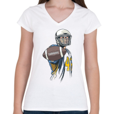 PRINTFASHION Amerikai focista - Női V-nyakú póló - Fehér