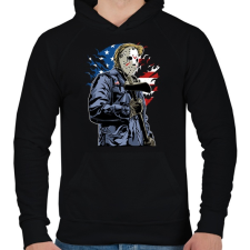 PRINTFASHION Amerikai gyilkos - Férfi kapucnis pulóver - Fekete férfi pulóver, kardigán