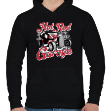 PRINTFASHION Amerikai Hot Rod Garázs - Férfi kapucnis pulóver - Fekete férfi pulóver, kardigán
