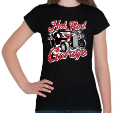 PRINTFASHION Amerikai Hot Rod Garázs - Női póló - Fekete női póló