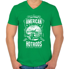 PRINTFASHION Amerikai Hotrod  - Férfi V-nyakú póló - Zöld férfi póló