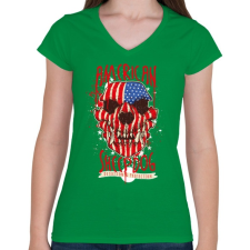 PRINTFASHION Amerikai juhászkutya - Női V-nyakú póló - Zöld női póló