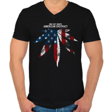 PRINTFASHION Amerikai kivonat - Férfi V-nyakú póló - Fekete férfi póló
