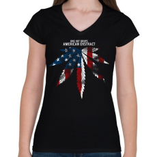 PRINTFASHION Amerikai kivonat - Női V-nyakú póló - Fekete