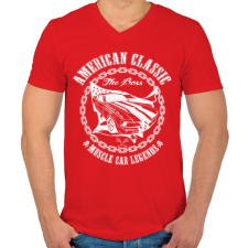 PRINTFASHION Amerikai klasszikus - Férfi V-nyakú póló - Piros férfi póló