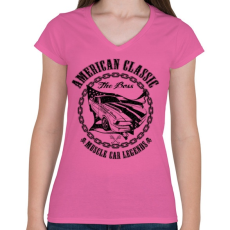 PRINTFASHION Amerikai klasszikus - Női V-nyakú póló - Rózsaszín