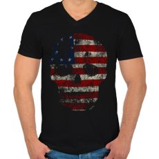 PRINTFASHION Amerikai koponya - Férfi V-nyakú póló - Fekete