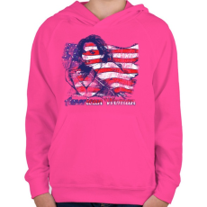 PRINTFASHION Amerikai lány - Gyerek kapucnis pulóver - Fukszia
