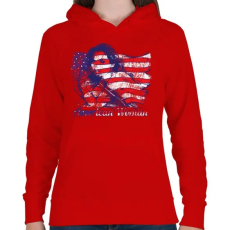 PRINTFASHION Amerikai lány - Női kapucnis pulóver - Piros