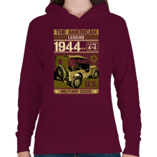 PRINTFASHION Amerikai legenda - Női kapucnis pulóver - Bordó női pulóver, kardigán