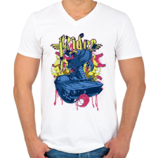 PRINTFASHION Amerikai retro sportató 4 - Férfi V-nyakú póló - Fehér férfi póló