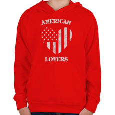 PRINTFASHION Amerikai szerető - Gyerek kapucnis pulóver - Piros
