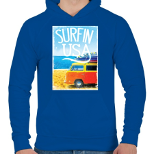 PRINTFASHION Amerikai szörfös - Férfi kapucnis pulóver - Királykék férfi pulóver, kardigán