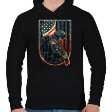 PRINTFASHION Amerikai veterán katona - Férfi kapucnis pulóver - Fekete