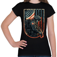 PRINTFASHION Amerikai veterán katona - Női póló - Fekete