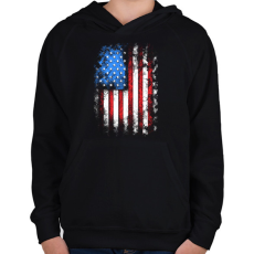 PRINTFASHION amerikai zászló  - Gyerek kapucnis pulóver - Fekete
