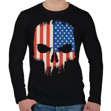 PRINTFASHION Amerikai zászló koponya USA - Férfi hosszú ujjú póló - Fekete