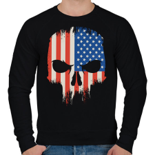 PRINTFASHION Amerikai zászló koponya USA - Férfi pulóver - Fekete férfi pulóver, kardigán