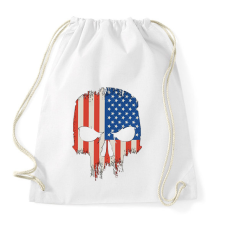 PRINTFASHION Amerikai zászló koponya USA - Sportzsák, Tornazsák - Fehér tornazsák