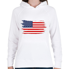 PRINTFASHION Amerikai zászló - Női kapucnis pulóver - Fehér