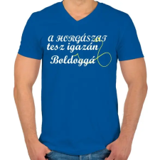 PRINTFASHION Ami igazán boldoggá tesz - Férfi V-nyakú póló - Királykék férfi póló