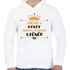 PRINTFASHION Amíg ezt a pólót hordom - Férfi kapucnis pulóver - Fehér