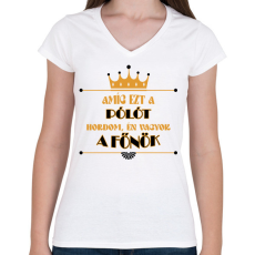 PRINTFASHION Amíg ezt a pólót hordom - Női V-nyakú póló - Fehér